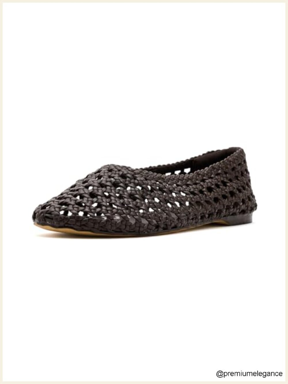 Woven Leather Slip-On Ballet Flats Square Toe